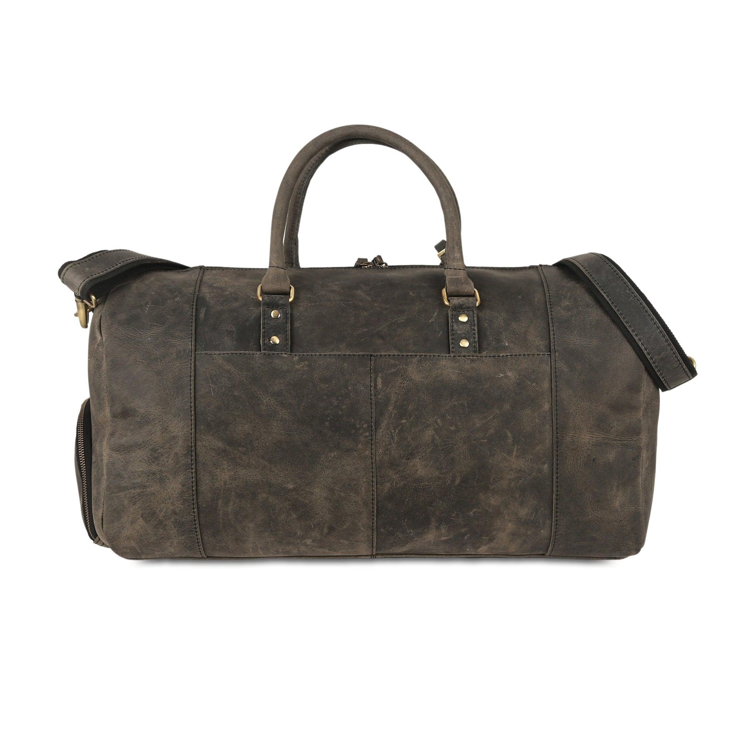 Leather 24-Inch Duffel Bag with Shoe Compartment – Durable and stylish travel, sports, and overnight bag, available at The Snazzy Accountant