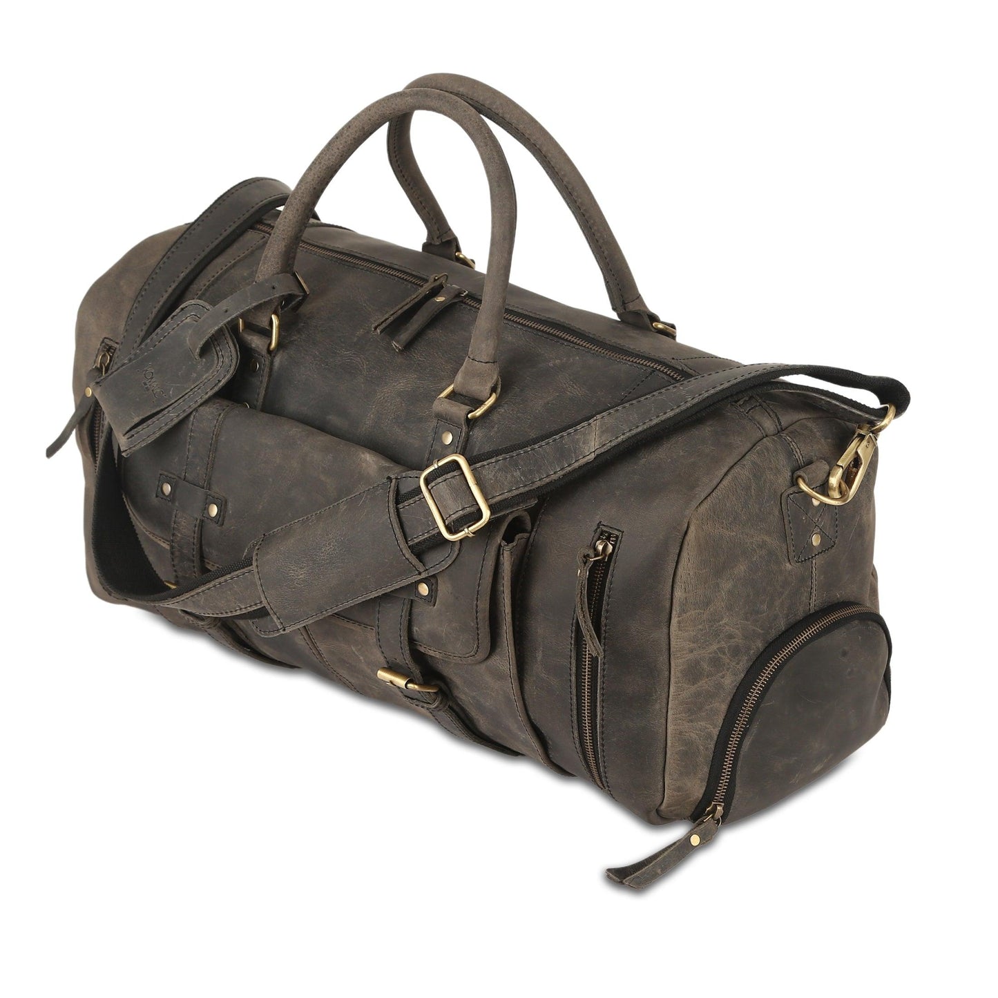 Leather 24-Inch Duffel Bag with Shoe Compartment – Durable and stylish travel, sports, and overnight bag, available at The Snazzy Accountant