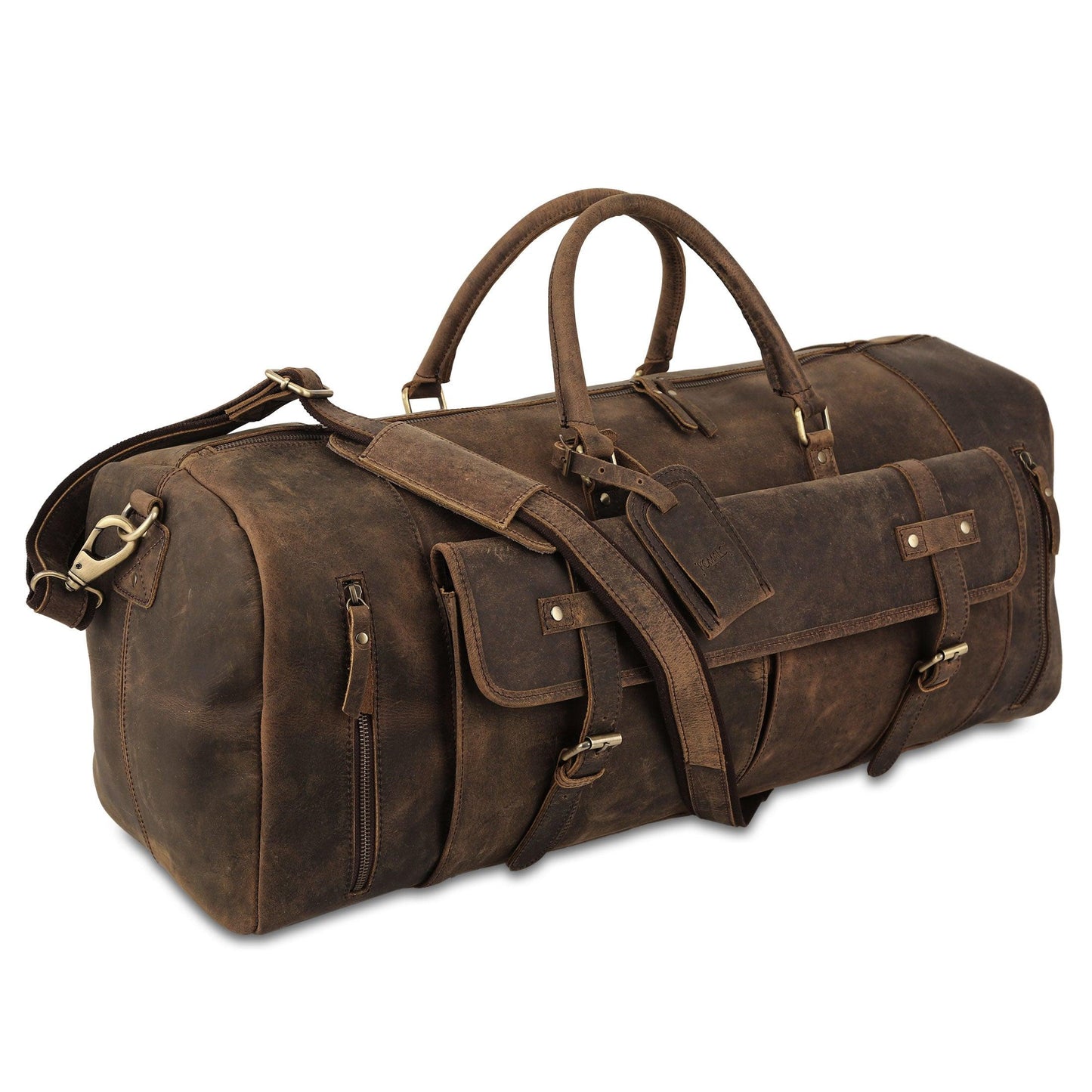 24" Leather Duffel Bag with Shoe Compartment – Travel & Sports Holdall