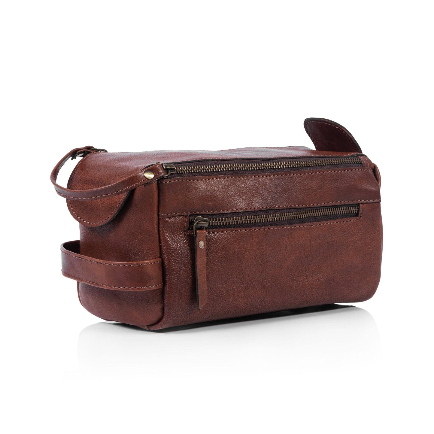 Genuine Buffalo Leather Travel Toiletry Bag – Compartments for Men & Women
