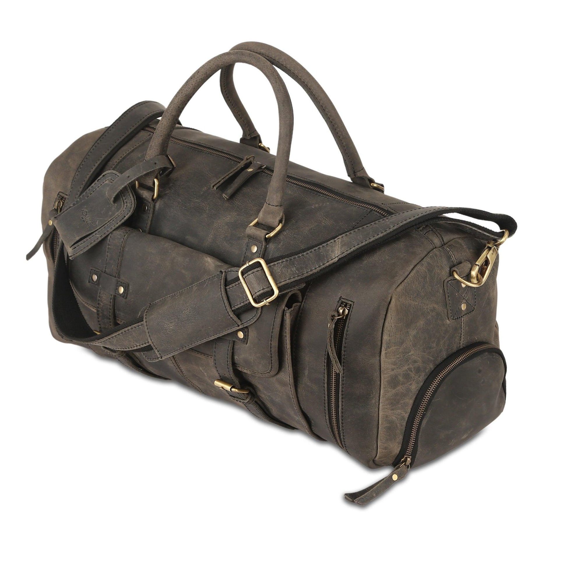 Leather 24-Inch Duffel Bag with Shoe Compartment – Durable and stylish travel, sports, and overnight bag, available at The Snazzy Accountant