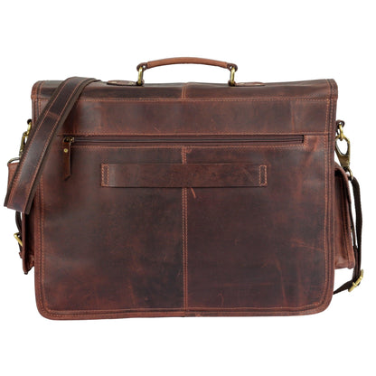 18" Genuine Buffalo Leather Briefcase – Handmade Laptop Bag | Satchel