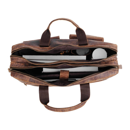 18" Leather Briefcase Laptop Messenger Bag – Premium Office & School Bag
