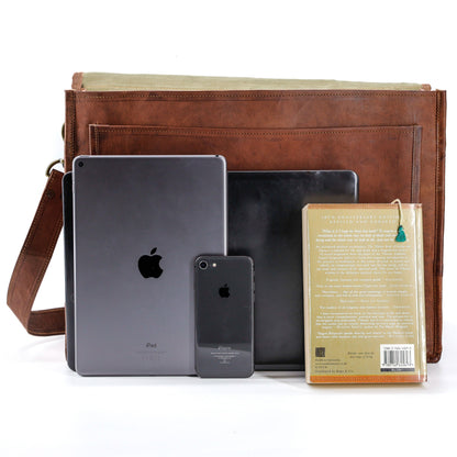 18" Vintage Handmade Leather Messenger Bag – Laptop Briefcase & Satchel