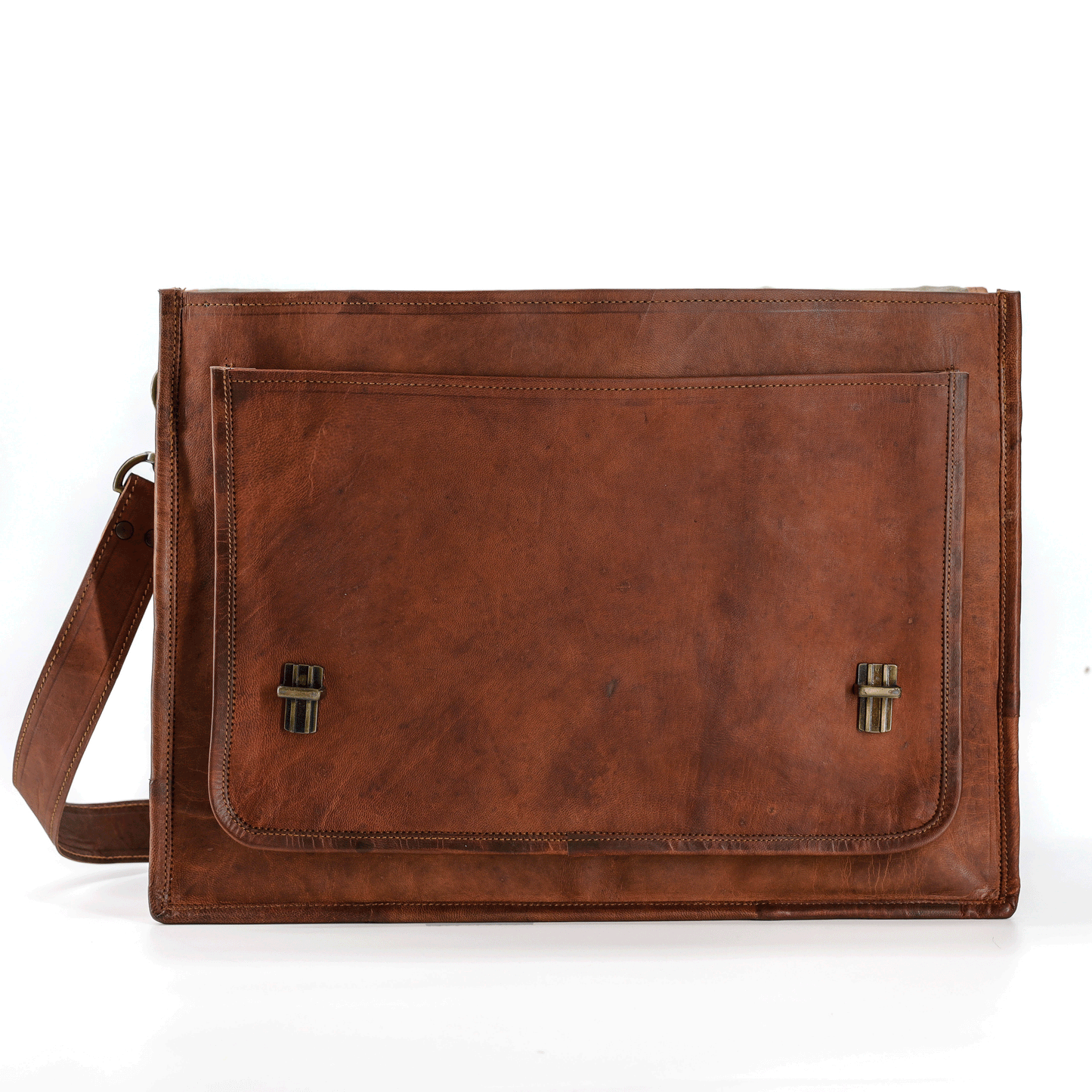 18" Vintage Handmade Leather Messenger Bag – Laptop Briefcase & Satchel