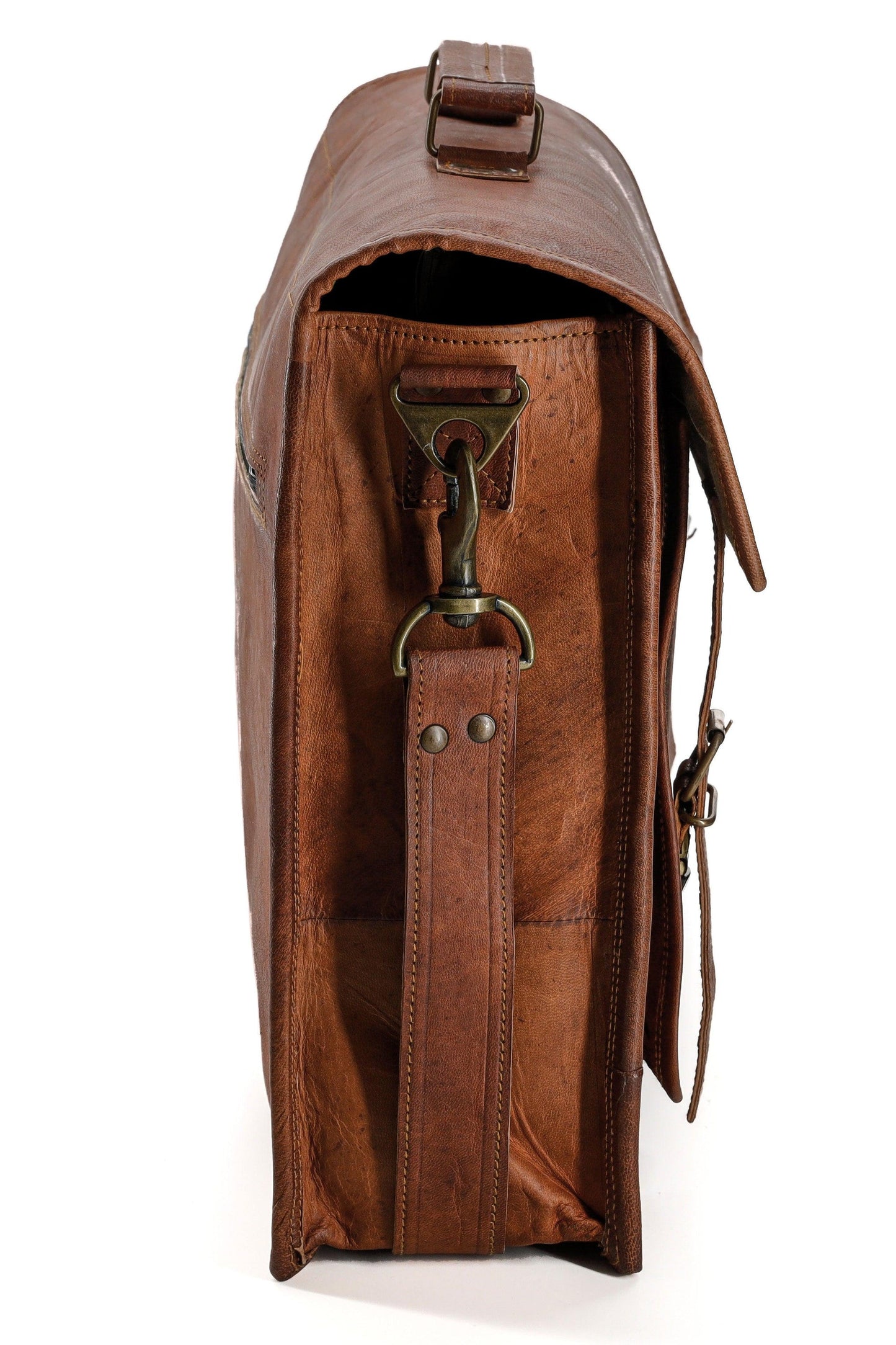 18" Vintage Handmade Leather Messenger Bag – Laptop Briefcase & Satchel