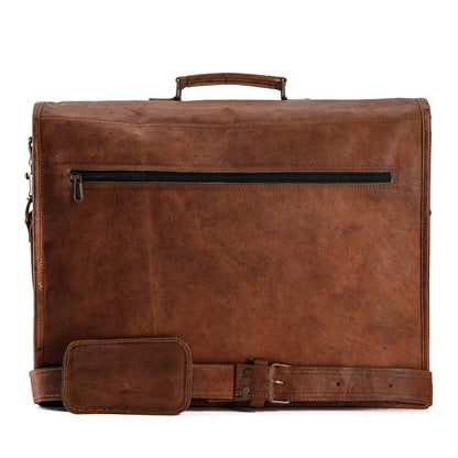 18" Vintage Handmade Leather Messenger Bag – Laptop Briefcase & Satchel
