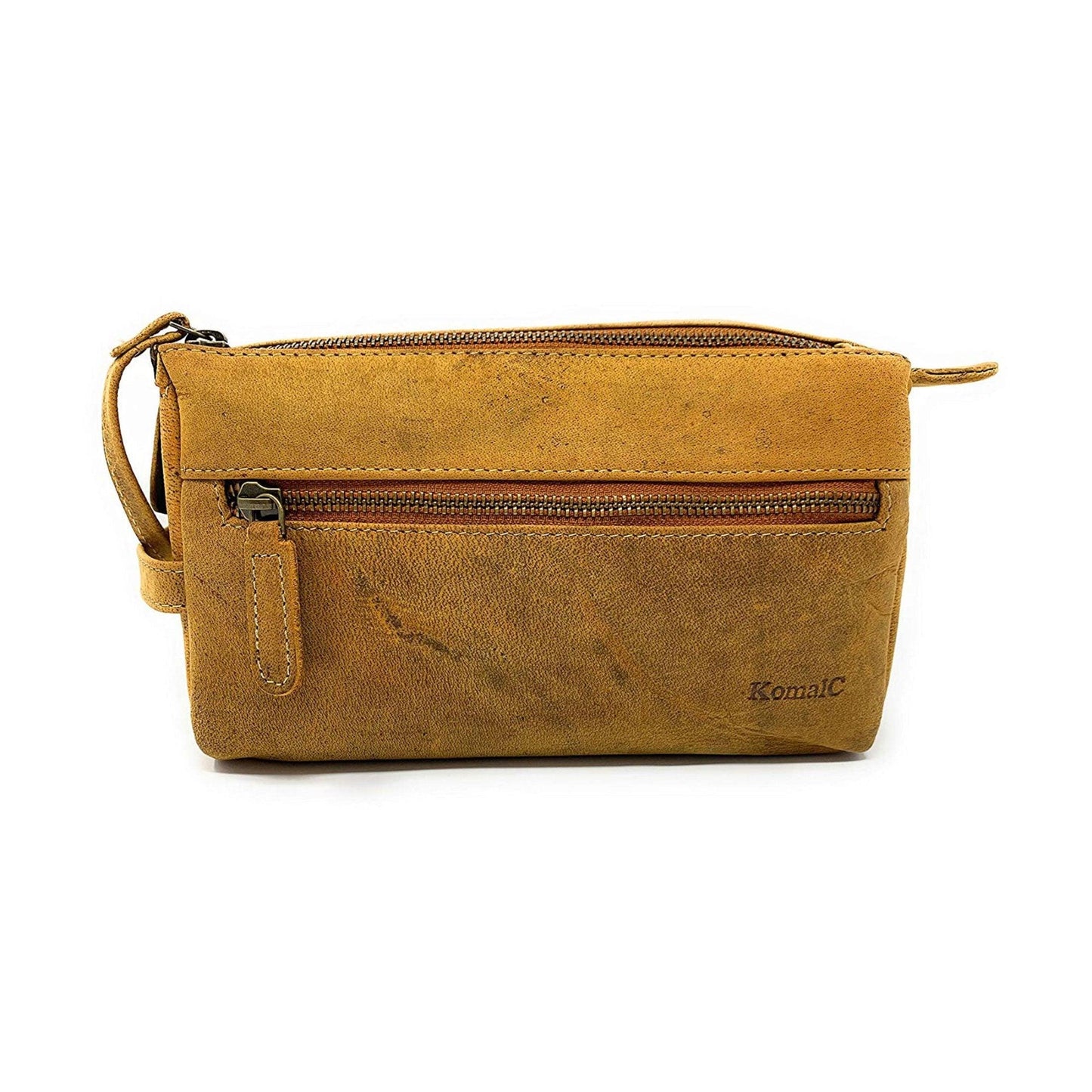 Genuine Buffalo Leather Travel Toiletry Bag –  Compartments for Men & Women